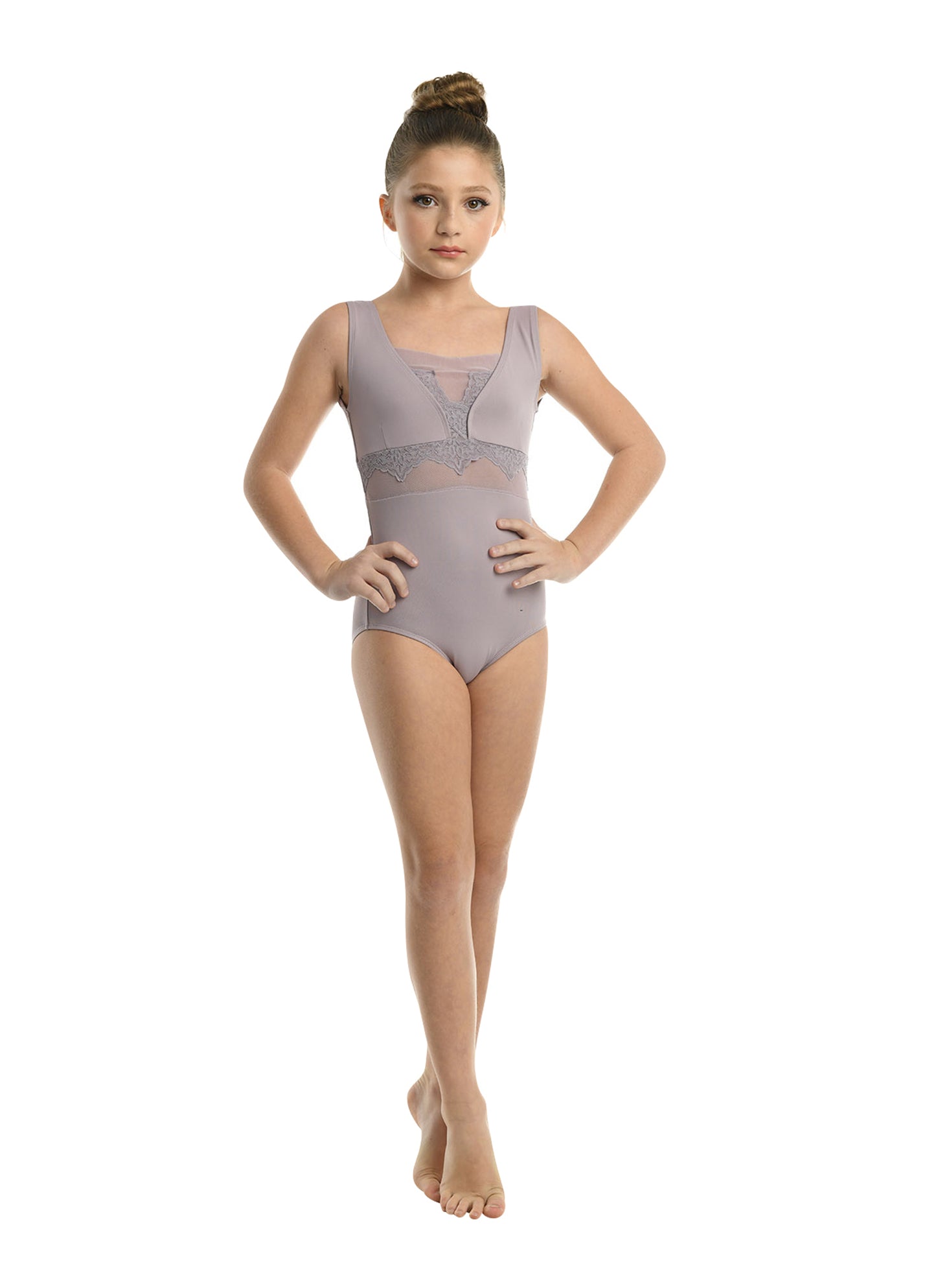 Kids Chanel Tank Scalloped Lace Leotard