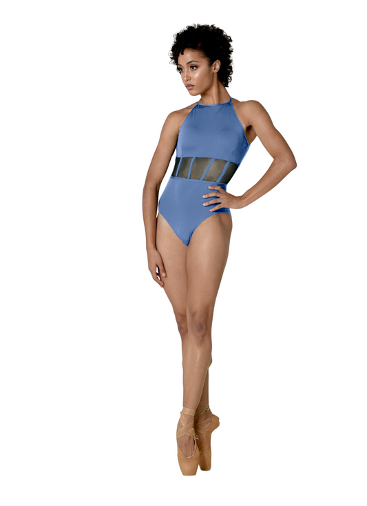 Adult Halter Leotard With Sheer Waist