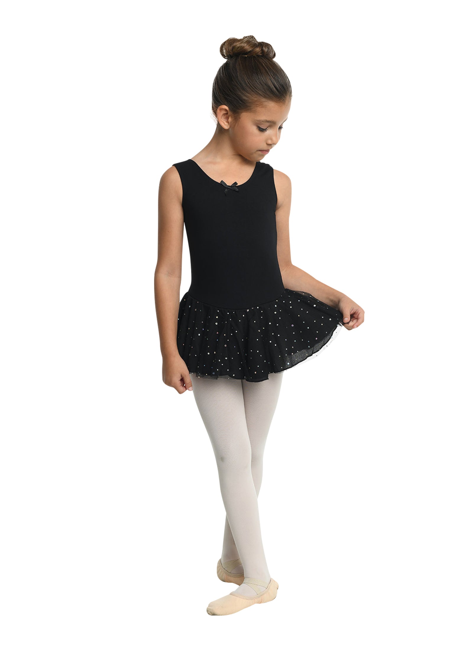 Kids Tank Dress | Glitter Skirt | On Pointe Dancewear Black / 8-10