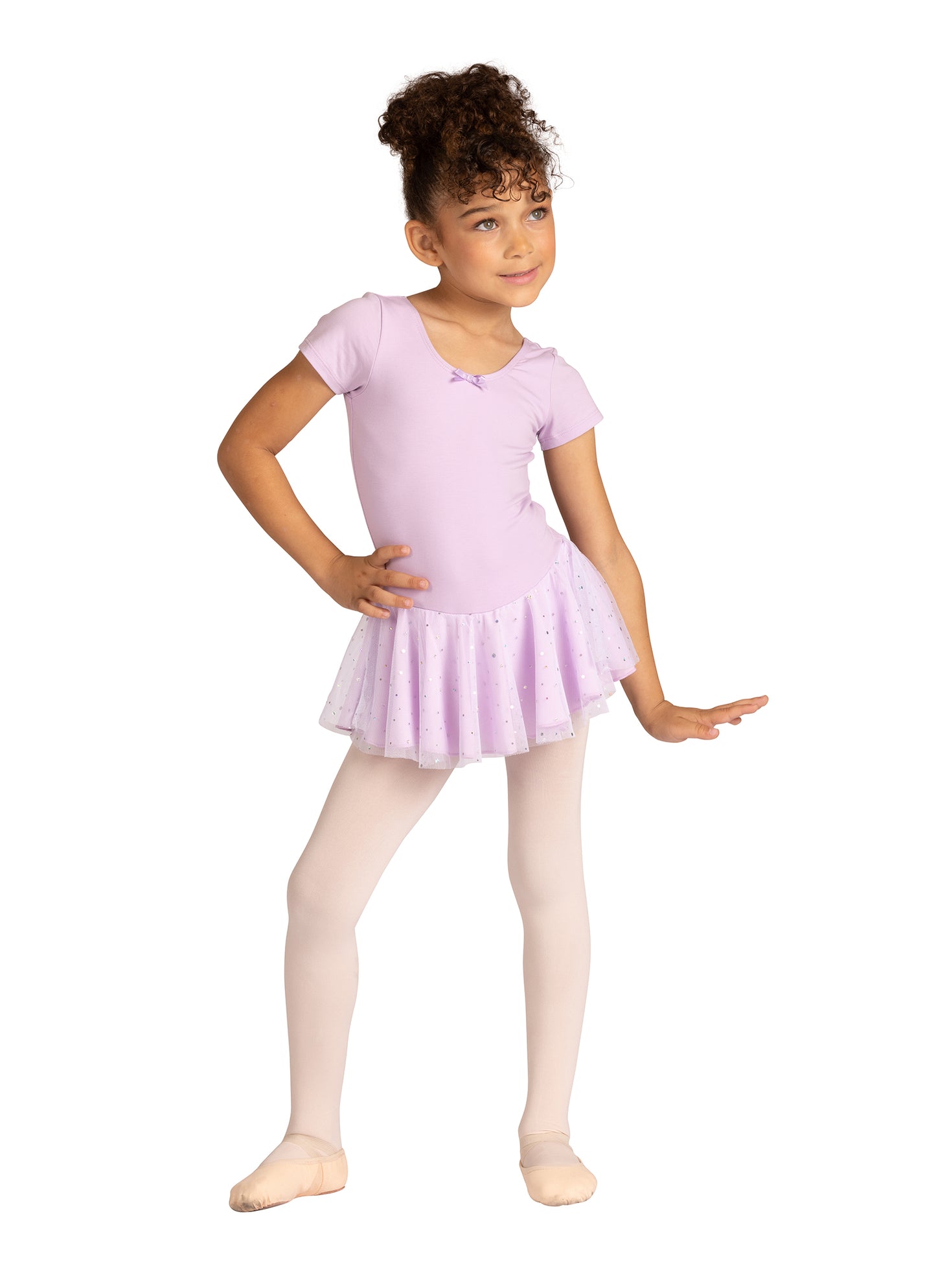 Kids Danznmotion Short Sleeve Dress With Hologram Skirt