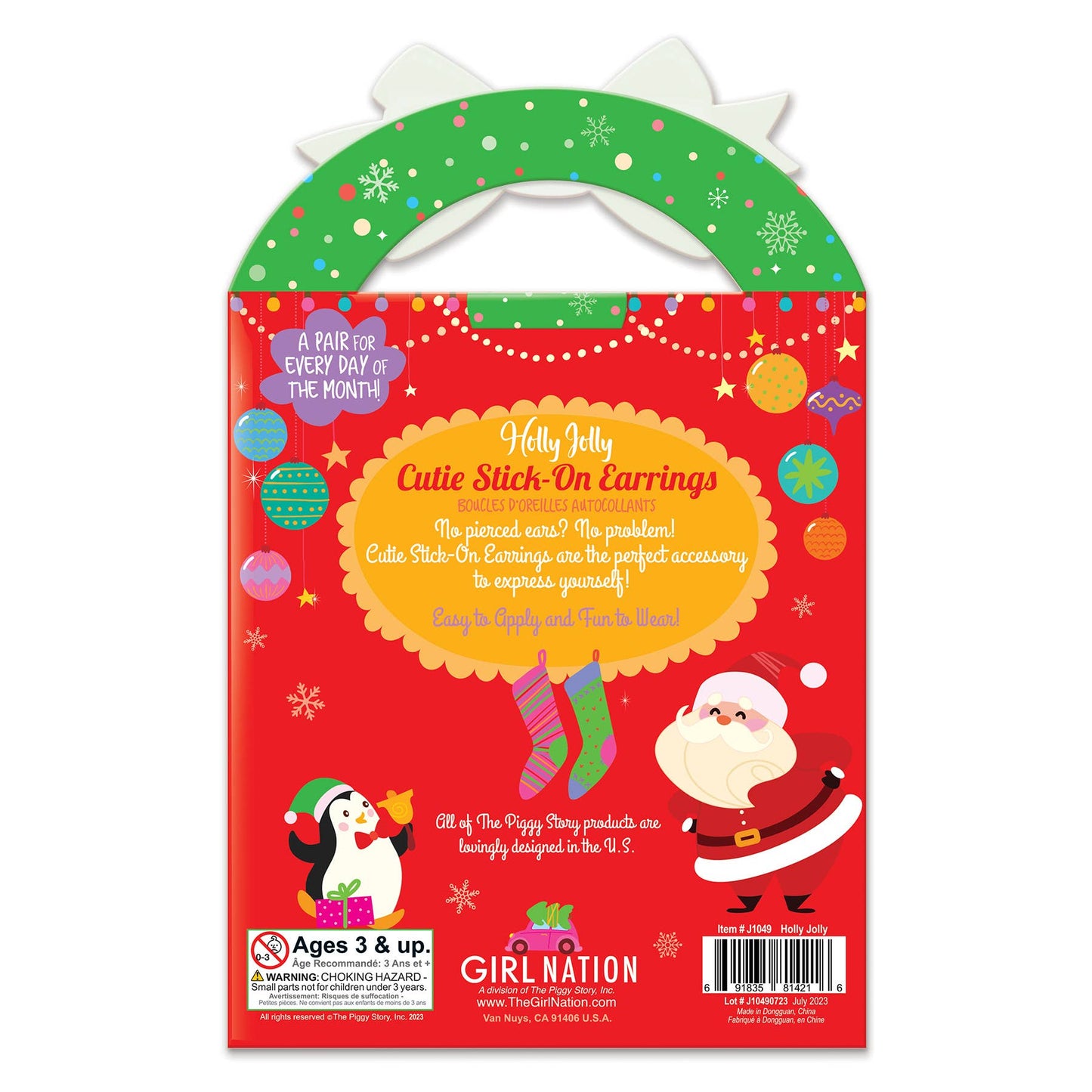 Holly Jolly Cutie Stick-On Earring and Nail Sticker Gift Set