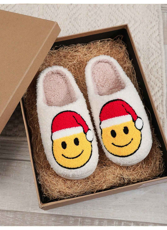 Santa Smiley Face Slippers