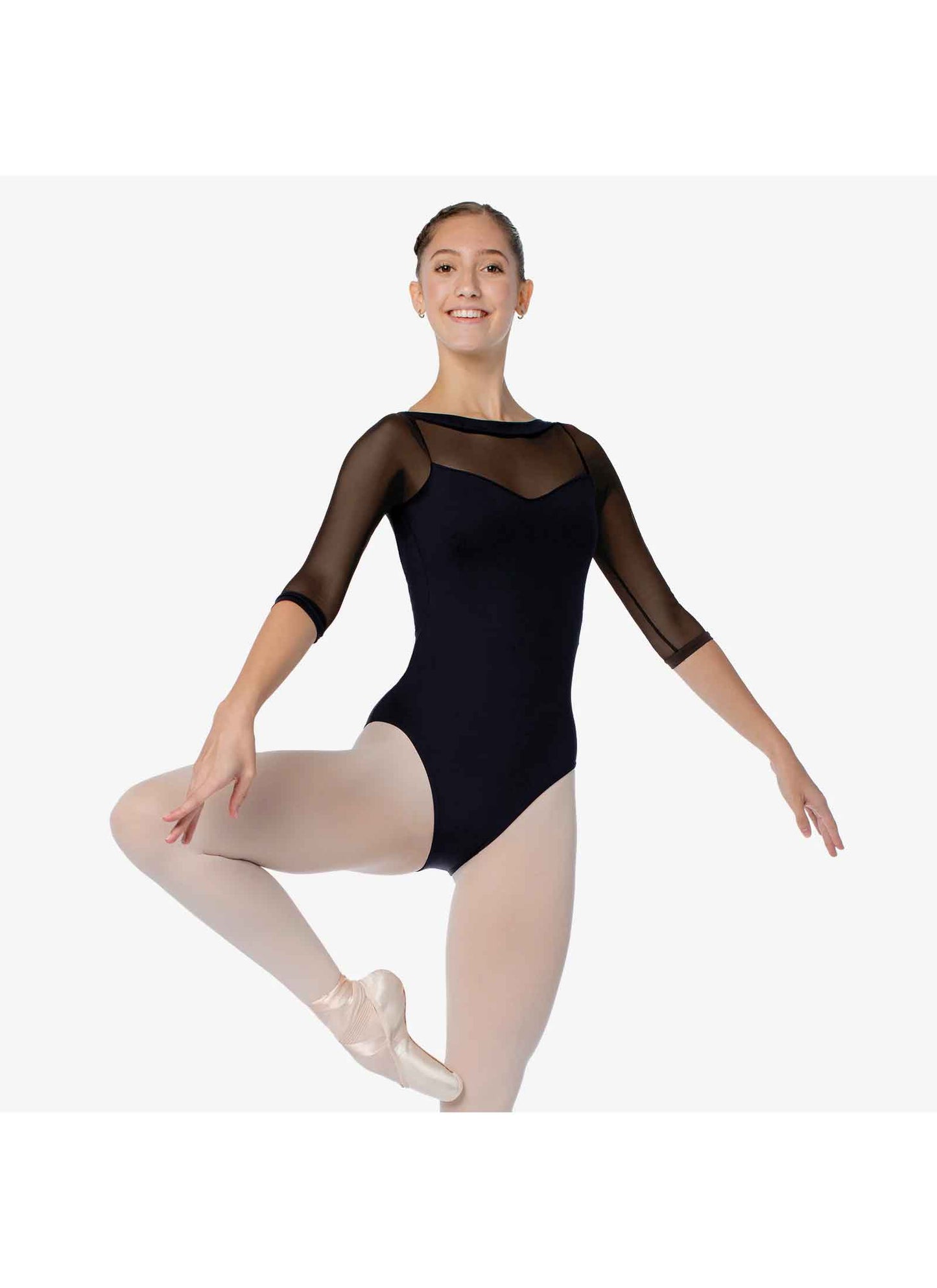 SoDanca Adult 3/4 Mesh Sleeve Leotard