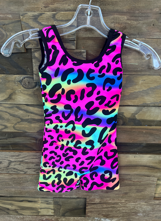 Kids Reflectionz Rainbow Leopard Biketard