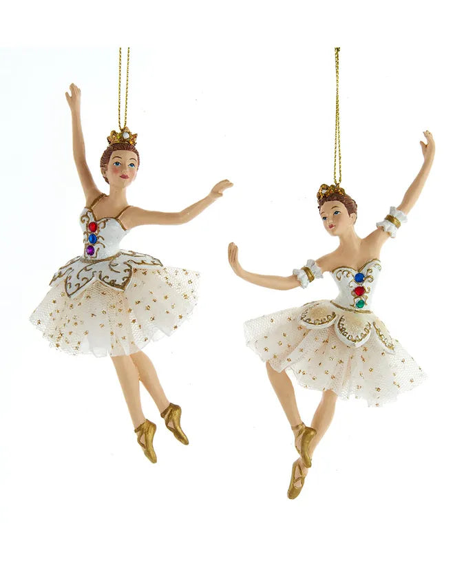 White and Gold Jeweled Ballerina Ornaments