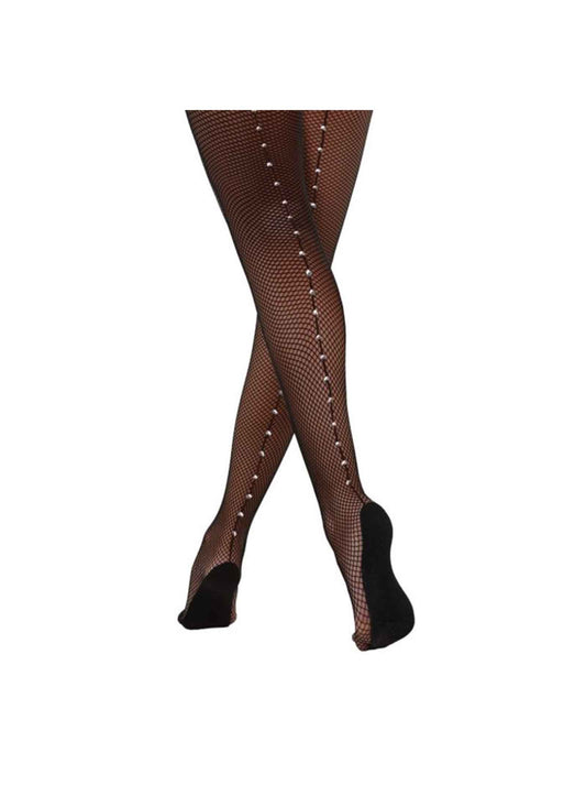 Professional Backseam Fishnet Tights with Diamante